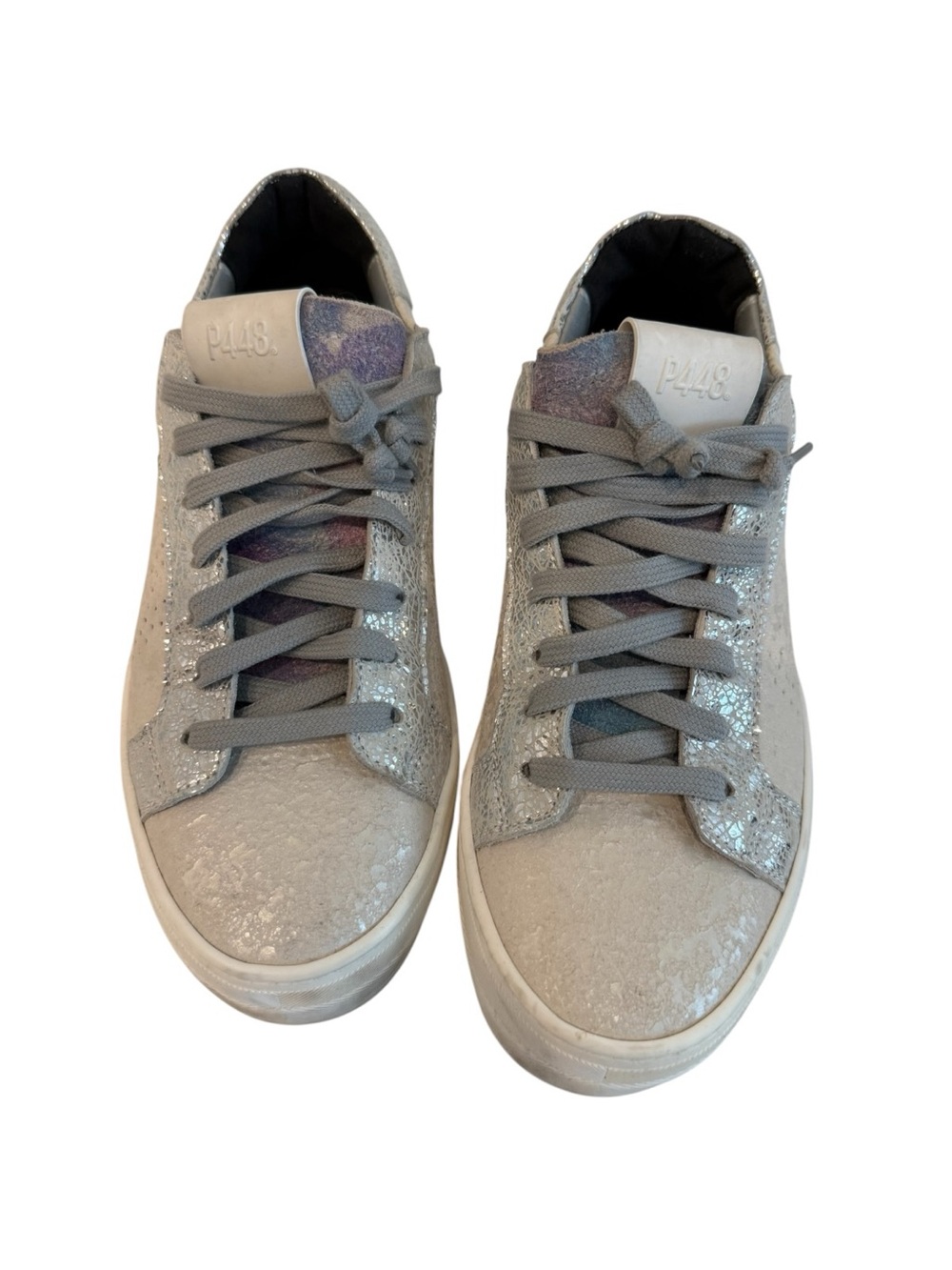 P448 Women’s Silver-Gray Glitter Low-Top Sneakers